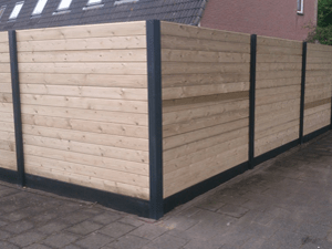 Houten panelen met betonplaten